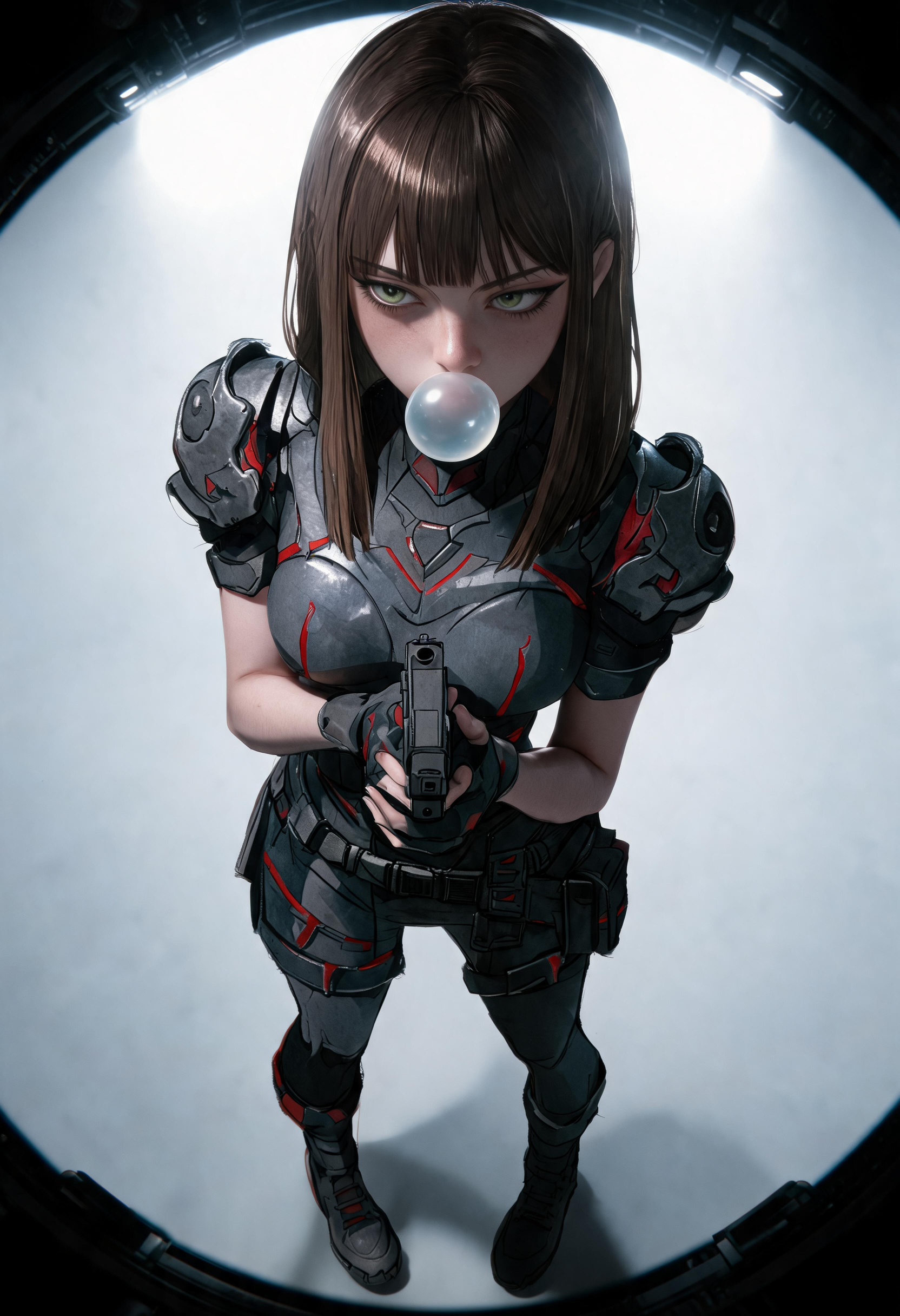 绘玩猫AI生成的机甲少女角色立绘